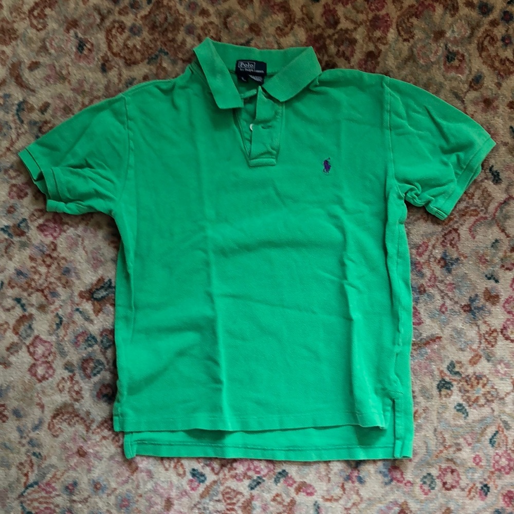 Boys green pique polo
